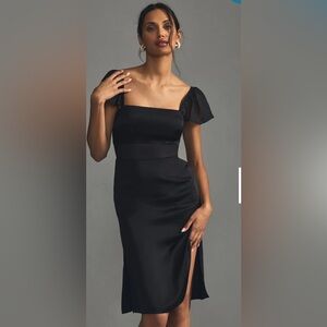 NWT Anthropologie Black Satin Dress